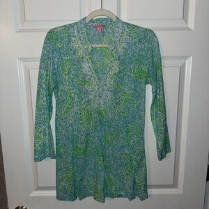 Lilly Pulitzer Green and Blue Tunic Top
